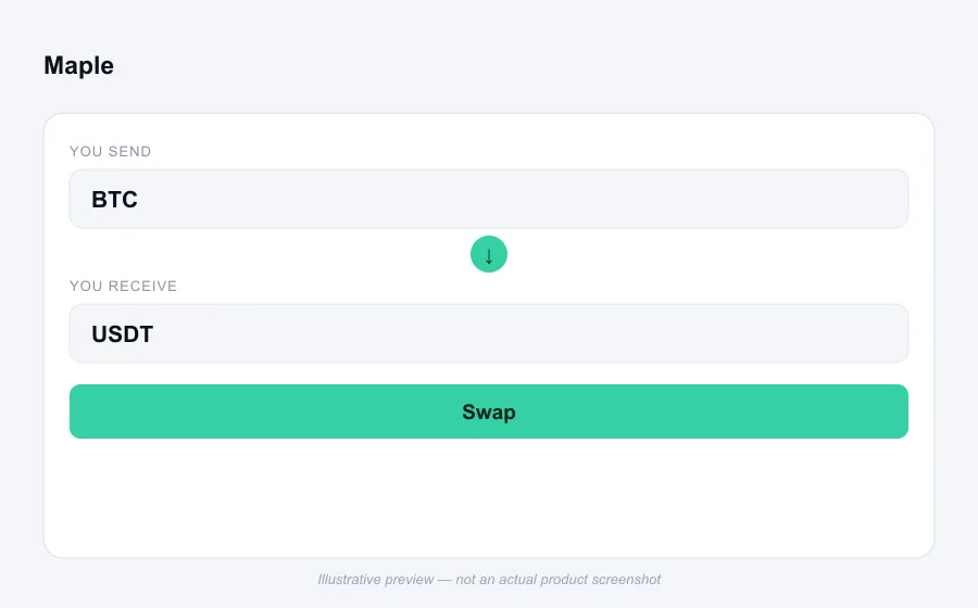 Illustrative swap flow preview for Maple - not an actual product screenshot